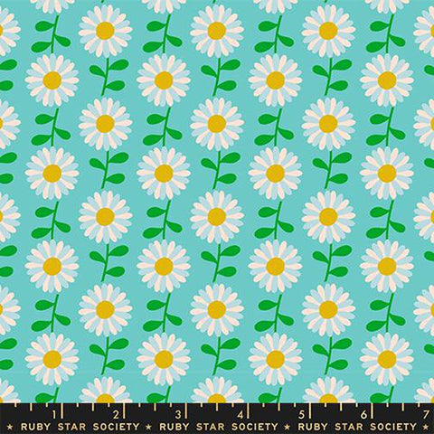 {New Arrival} Moda Ruby Star Society Flowerland Field of Daisies Turquoise