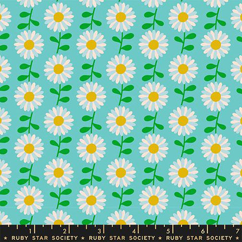 {New Arrival} Moda Ruby Star Society Flowerland Field of Daisies Turquoise