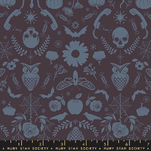{New Arrival} Moda Ruby Star Society Good Spirits Damask Halloween Owls Caviar