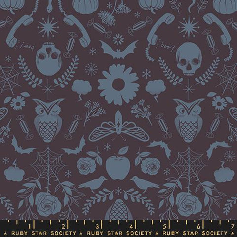 {New Arrival} Moda Ruby Star Society Good Spirits Damask Halloween Owls Caviar