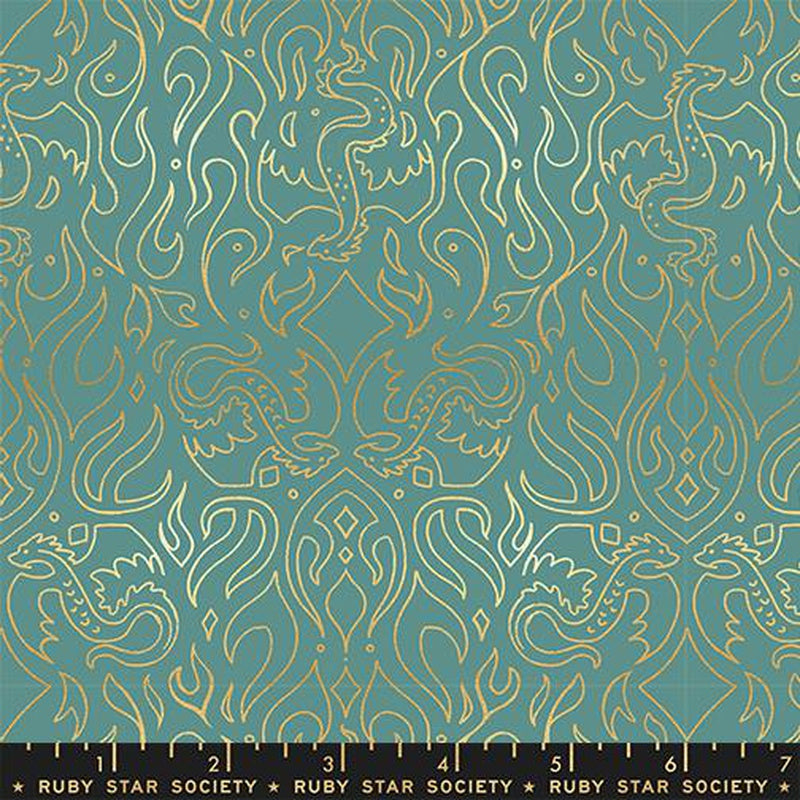 {Pre-Order April/May} Moda Ruby Star Society Fireglow Scribe Metallic Watercress