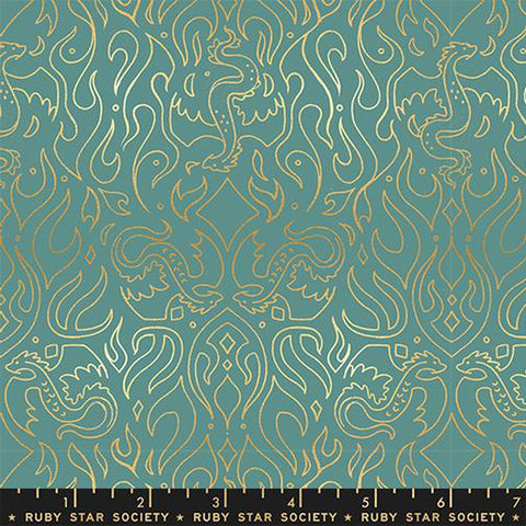 {Pre-Order April/May} Moda Ruby Star Society Fireglow Scribe Metallic Watercress