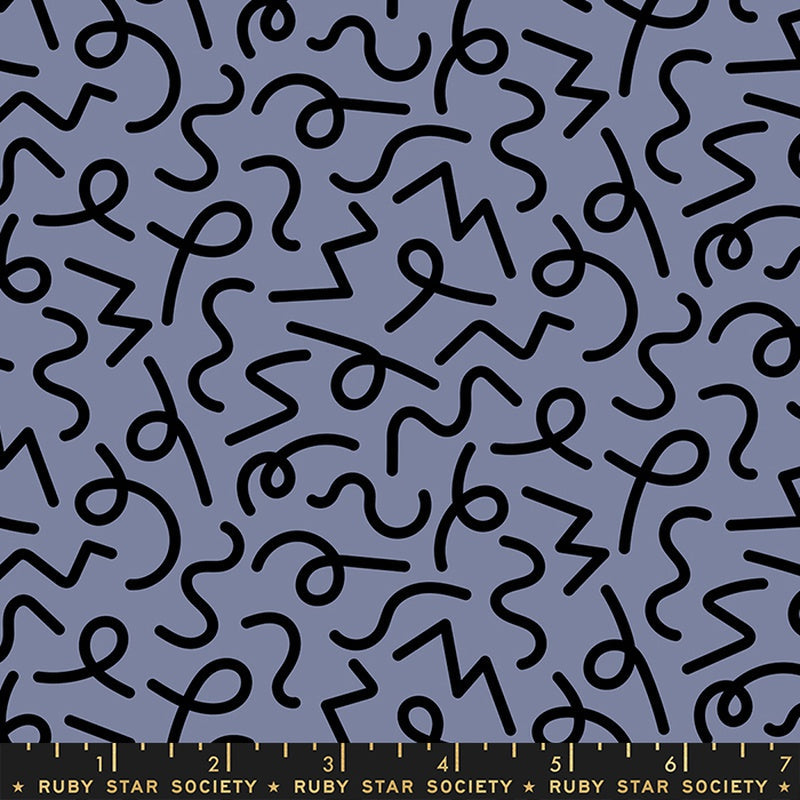{Moda Ruby Star Society Darlings 2 Geometric Squiggle Denim FAT QUARTER