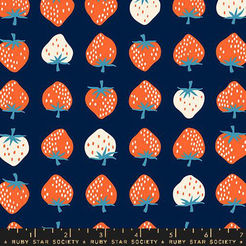 {Pre-Order May/June} Moda Ruby Star Society Strawberry - Strawberry Stripe Navy