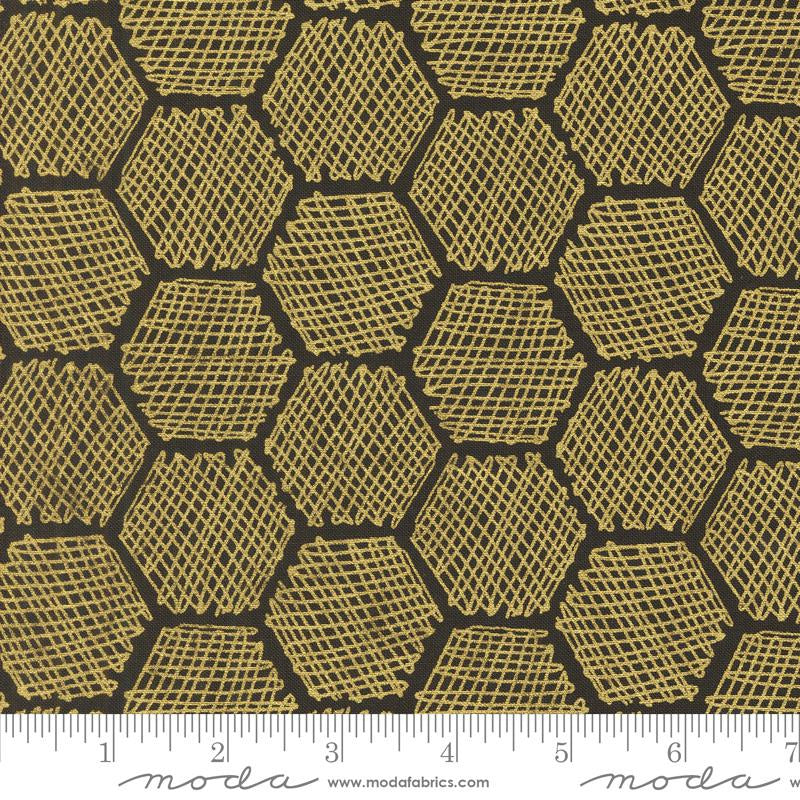 {New Arrival} Moda Gingiber Bee Garden Honeycomb Black Metallic