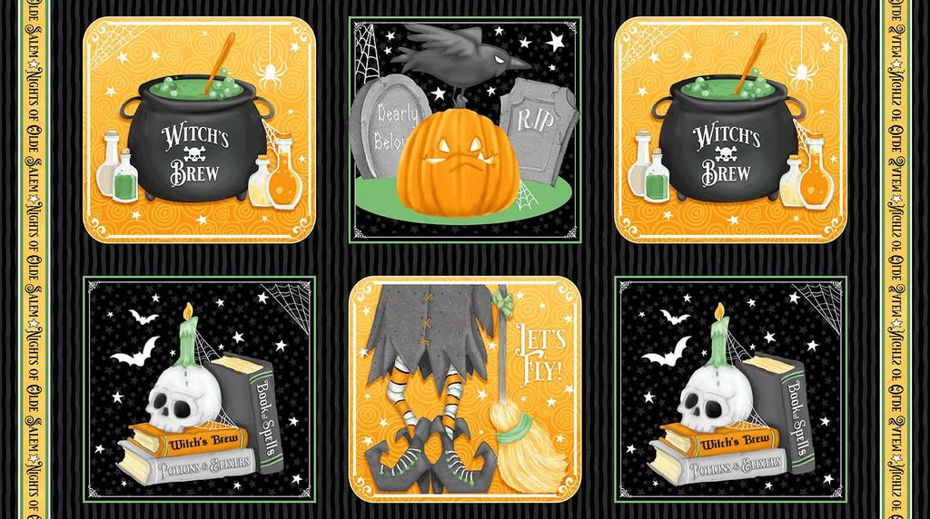 Henry Glass Nights of Olde Salem Multi Six Blocks Glow in the Dark 60cm