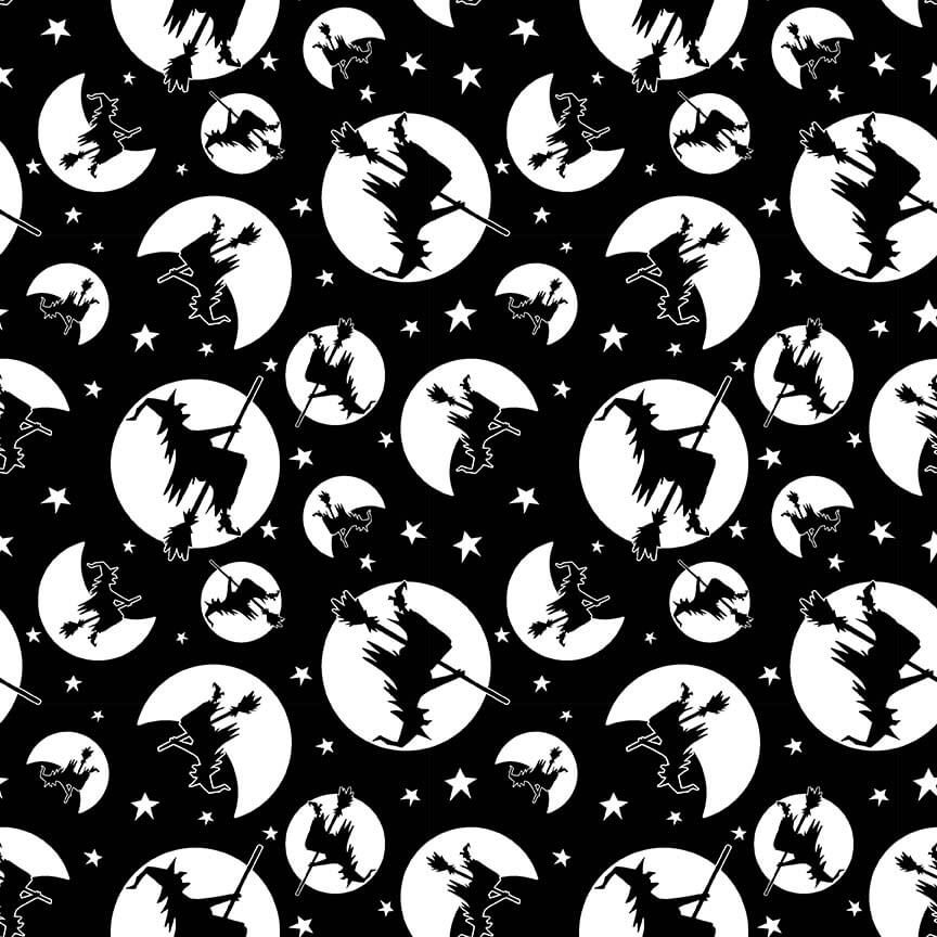 Henry Glass Nights of Olde Salem Witch Silhouette Black Glow in the Dark
