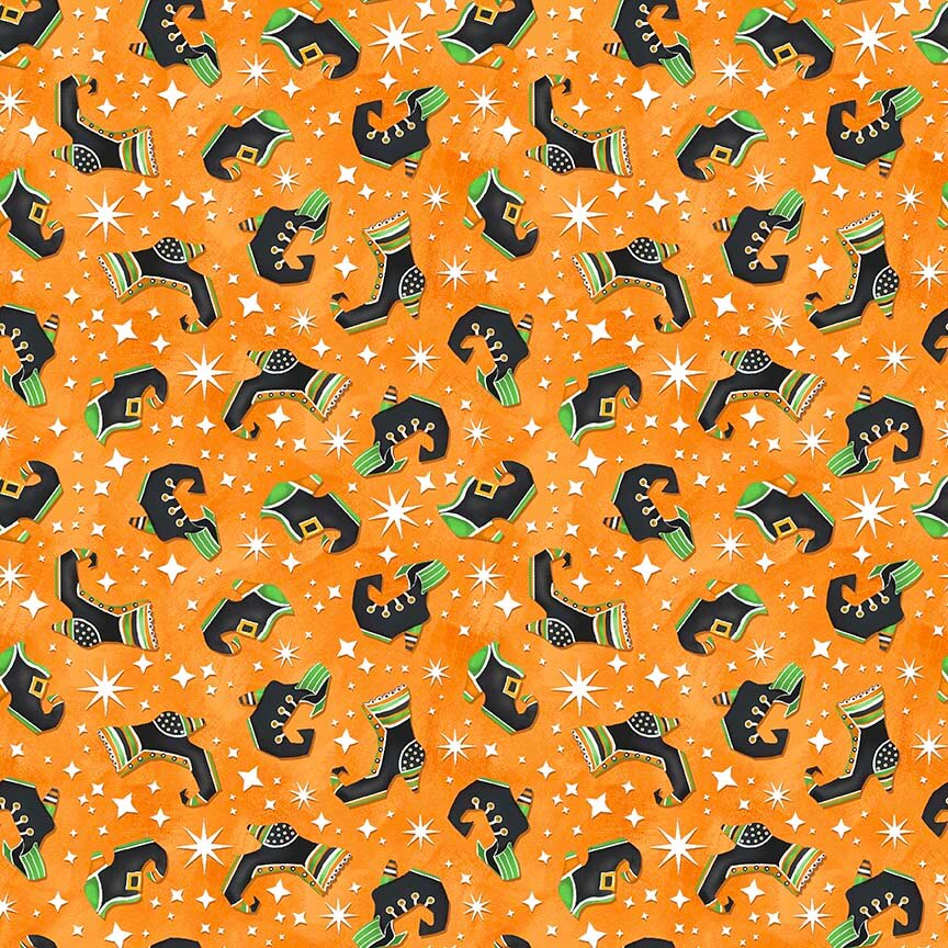 Henry Glass Nights of Olde Salem Witch's Shoes Orange Glow in the Dark