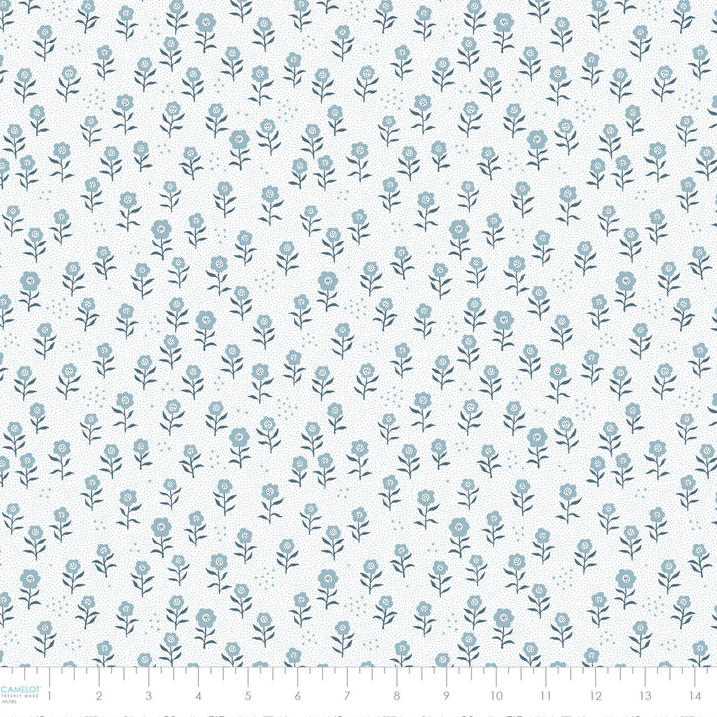 {New Arrival} Camelot Fabrics Bunny Dreams Moon Flowers White