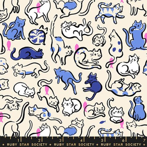 {Pre-Order June} Moda Ruby Star Society Oops All Cats Cat Schmitties Lindley Blue