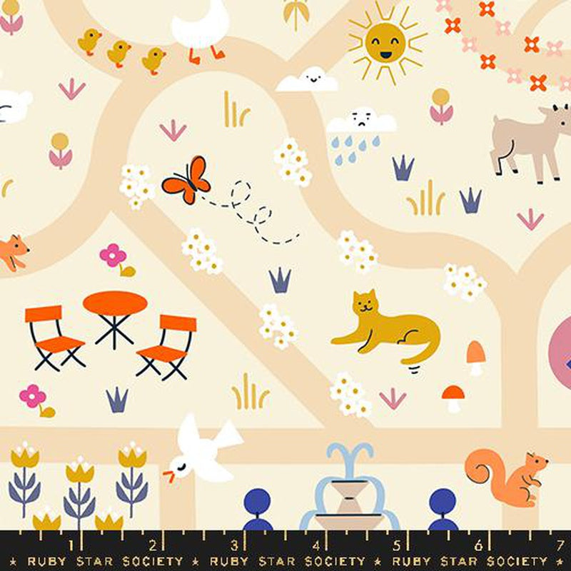 {New Arrival} Moda Ruby Star Society Woodland Park Garden Map Parchment