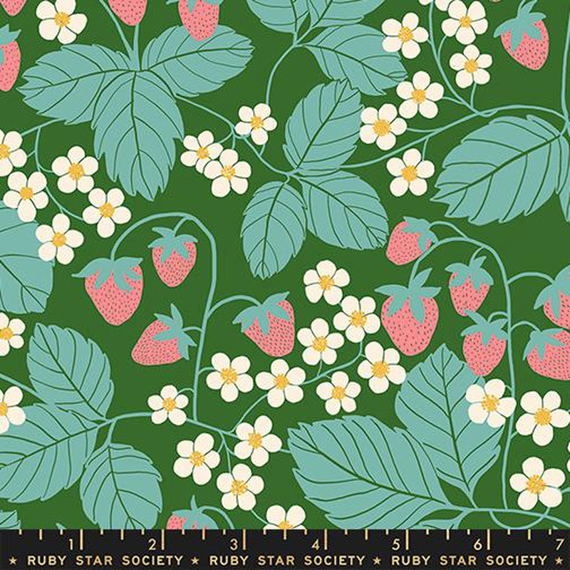 {Pre-Order October} Moda Ruby Star Society Reimagined Landscapes Strawberry Field Endpaper Green