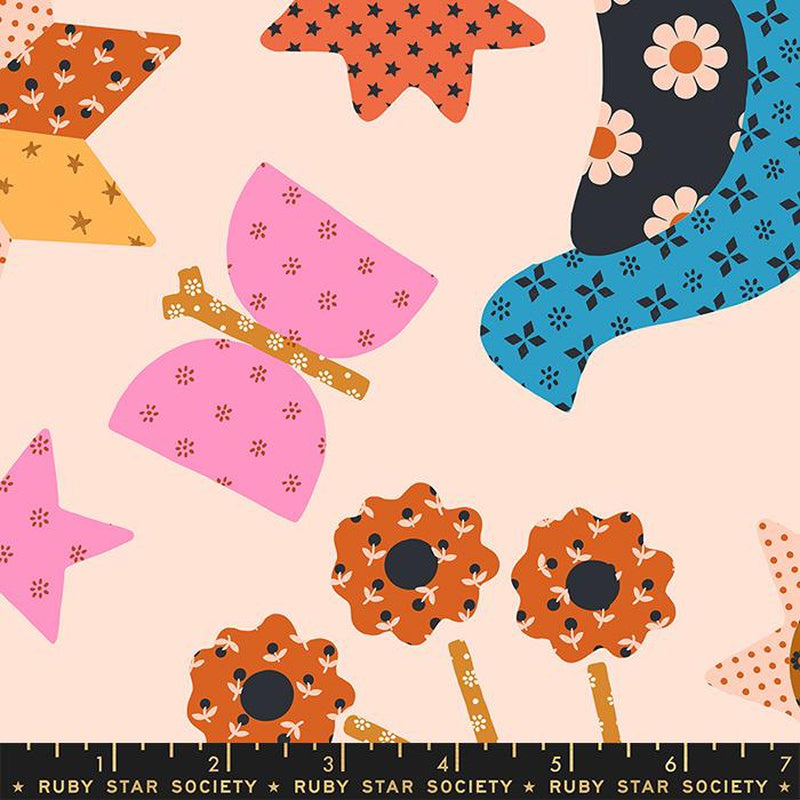 {New Arrival} Moda Ruby Star Society Meadow Star Applique Menagerie Daisy Peach FAT QUARTER