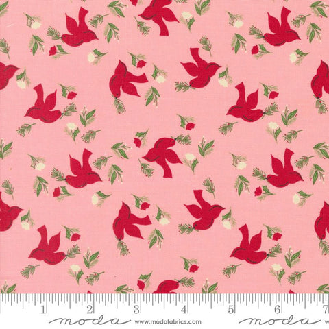 {New Arrival} Moda Once Upon a Christmas Wintersong Birds Pink