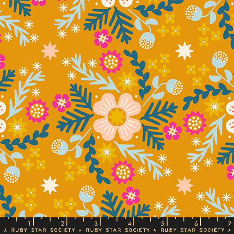 {New Arrival} Moda Ruby Star Society Pivot CANVAS Wild Flower Goldenrod