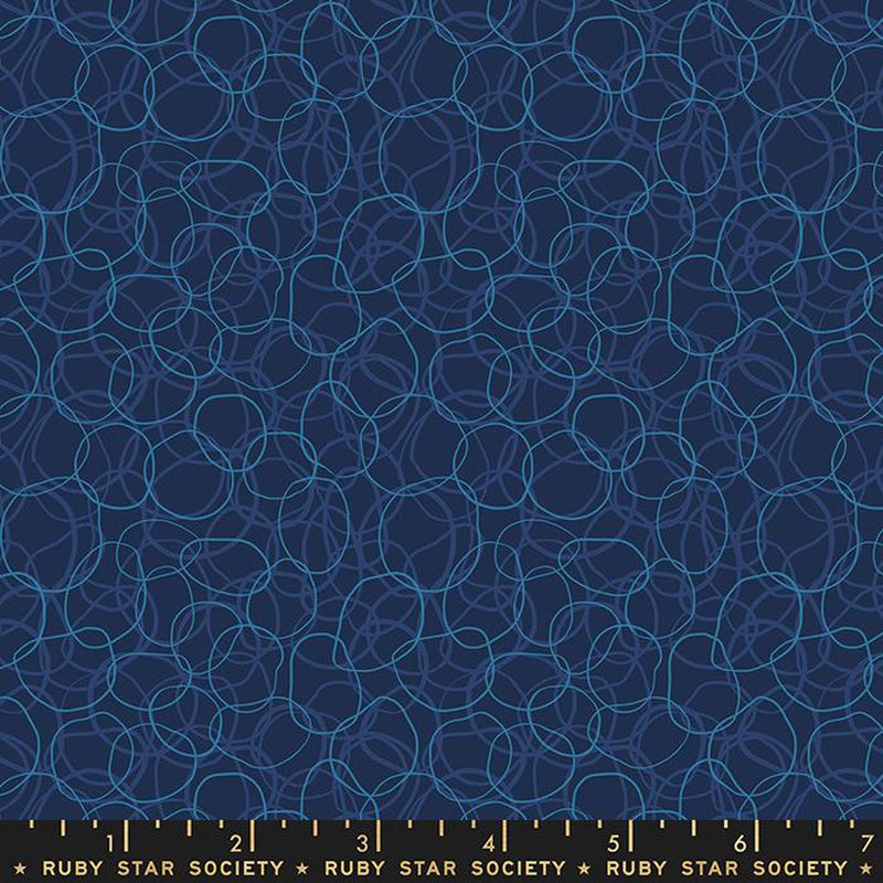{New Arrival} Moda Ruby Star Society Verbena Rubber Bands Navy FAT QUARTER