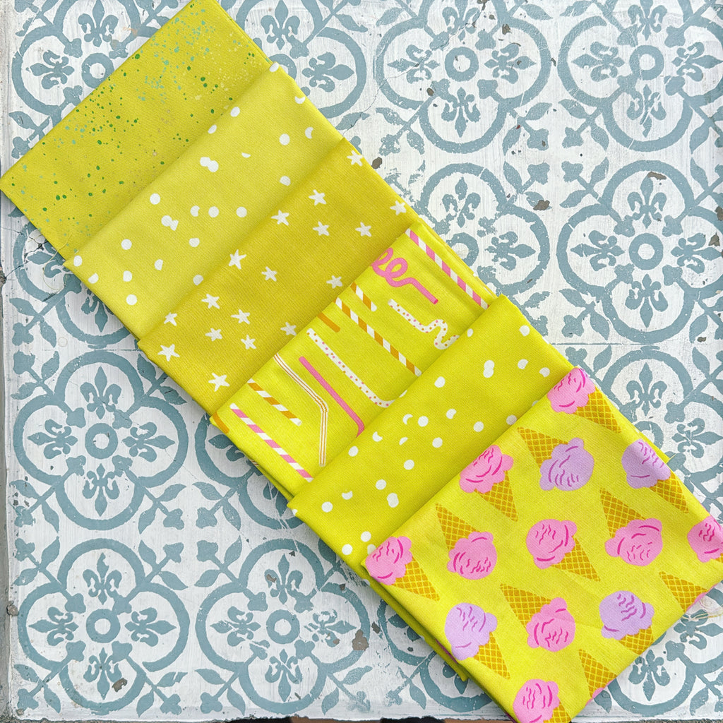 {New Arrival} Moda Ruby Star Society Sampler Curated Fat Quarter Bundle x 6 I Scream Citron