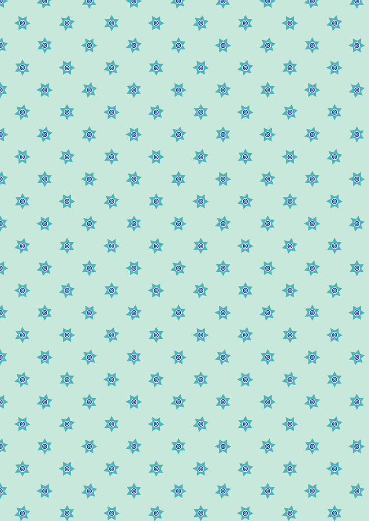 {New Arrival} Lewis & Irene Fabric Chalki Mati Star on Sea Mist Green