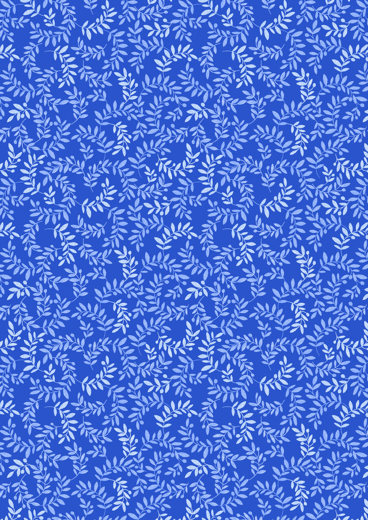 {New Arrival} Lewis & Irene Fabric Chalki Greek Blues Olive Branch