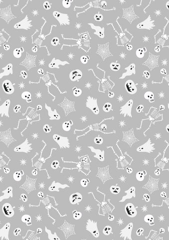 {New Arrival} Lewis & Irene Fabrics Witchy Woods Glow in the Dark Witchy Woods Spooky Friends - Ghostly Grey