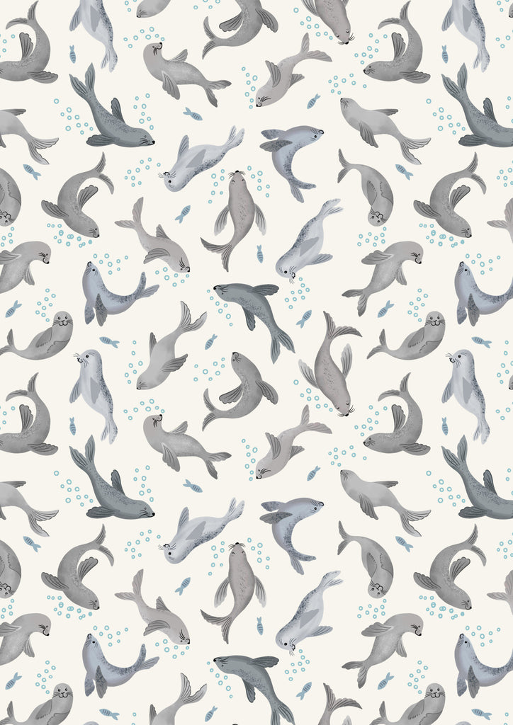 {New Arrival} Lewis & Irene Fabrics Puffin Rock Sea Bubbles on Cream