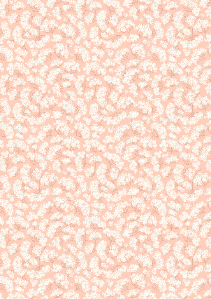 {New Arrival} Lewis & Irene Fabrics Honey Sweet Cow Parsley- Peach Blush