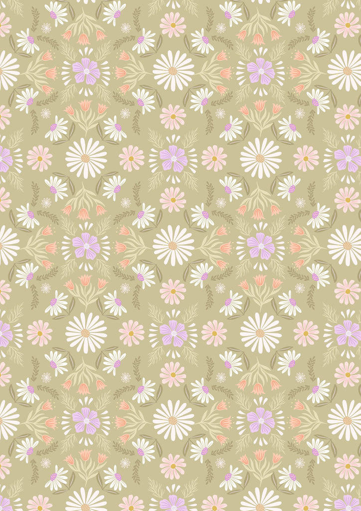 {New Arrival} Lewis & Irene Fabrics Honey Sweet- Honey Sweet Flowers- Soft Green