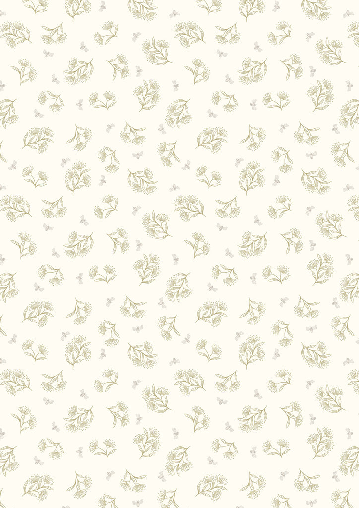 {New Arrival} Lewis & Irene Fabrics Honey Sweet- Tiny Floral Bee- Cream