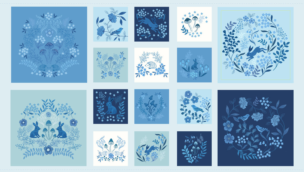 {New Arrival} Lewis & Irene Fabrics Forget-Me-Not Lane Forget Me Not Panel Squares