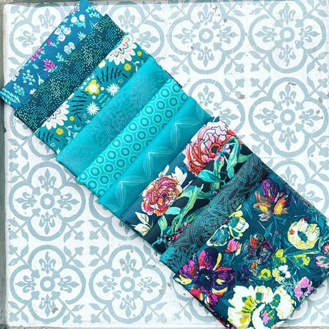 {New Arrival} Art Gallery Fabrics Curated Bundle Colour Series Fat Quarter Bundle x 10 Pieces How I Teal About You
