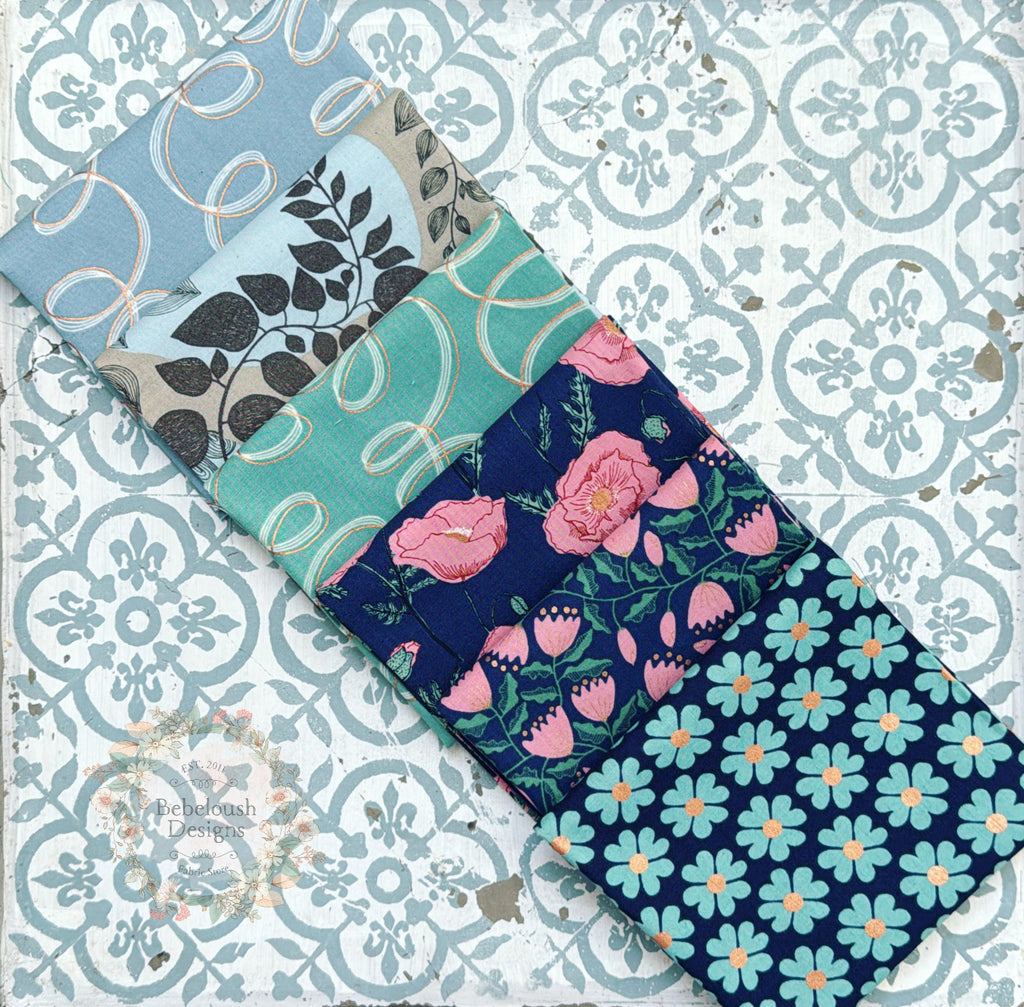 {New Arrival} Moda Ruby Star Society Curated Fat EIGHTH Bundle x 6 Unruly Nature Bluebell