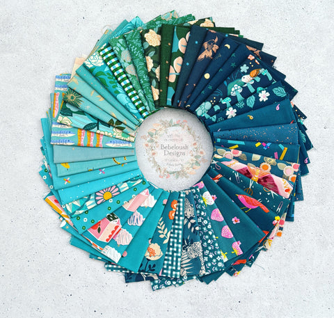 {New Arrival} Moda Ruby Star Society Fat EIGHTH Bundle x 40 Prints Best of Ruby Star Teal/Aqua