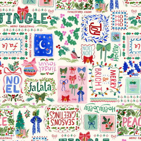 {New Arrival} Lewis & Irene Fabrics Merry Happy Christmas Merry Happy Christmas - Winter White