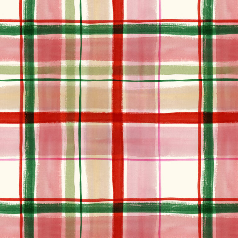 {New Arrival} Lewis & Irene Fabrics Merry Happy Christmas Christmas Tartan - Red