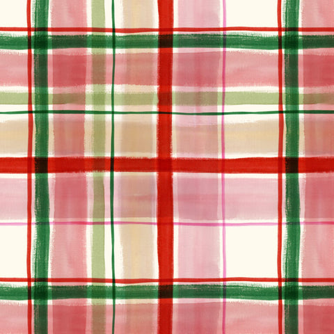 {New Arrival} Lewis & Irene Fabrics Merry Happy Christmas Christmas Tartan - Red
