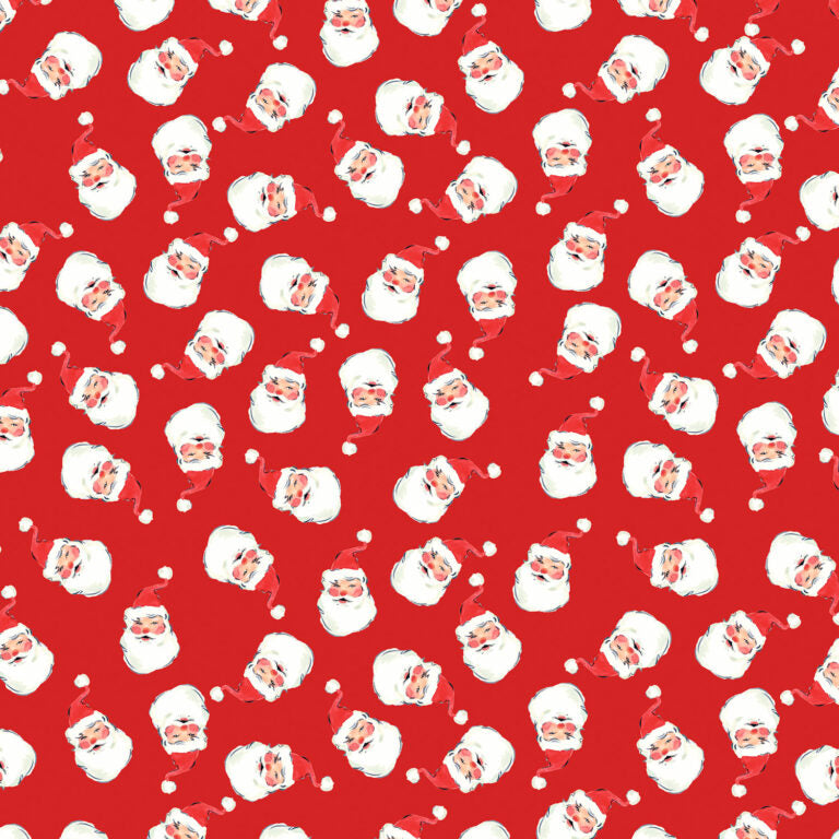 {New Arrival} Lewis & Irene Fabrics Merry Happy Christmas Jolly Santa - Festive Red