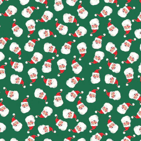 {New Arrival} Lewis & Irene Fabrics Merry Happy Christmas Jolly Santa - Festive Green