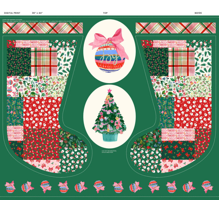 {New Arrival} Lewis & Irene Fabrics Merry Happy Christmas Stocking Panel