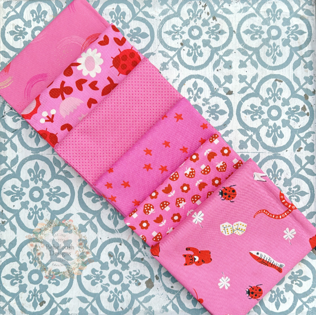 {New Arrival} Moda Ruby Star Society Curated Fat EIGHTH Bundle x 6 Lucky Pink