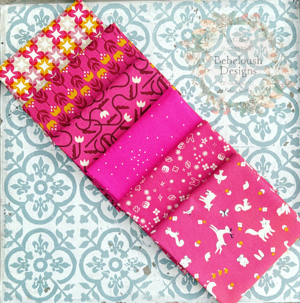 {New Arrival} Moda Ruby Star Society Sampler Curated Fat Quarter Bundle x 6 Raspberry Woodland