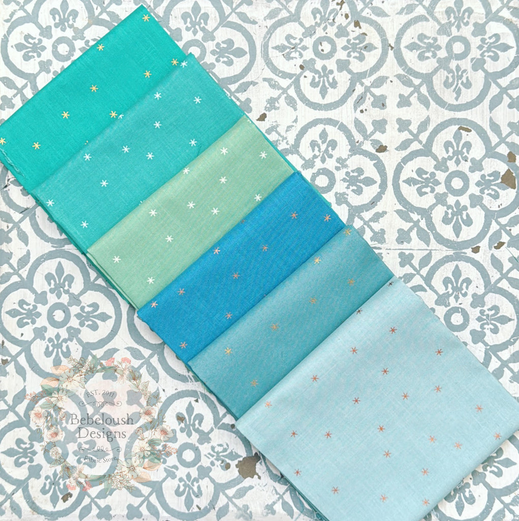 {New Arrival} Moda Ruby Star Society Sampler Curated Fat Quarter Bundle x 6 Spark Blenders Ocean