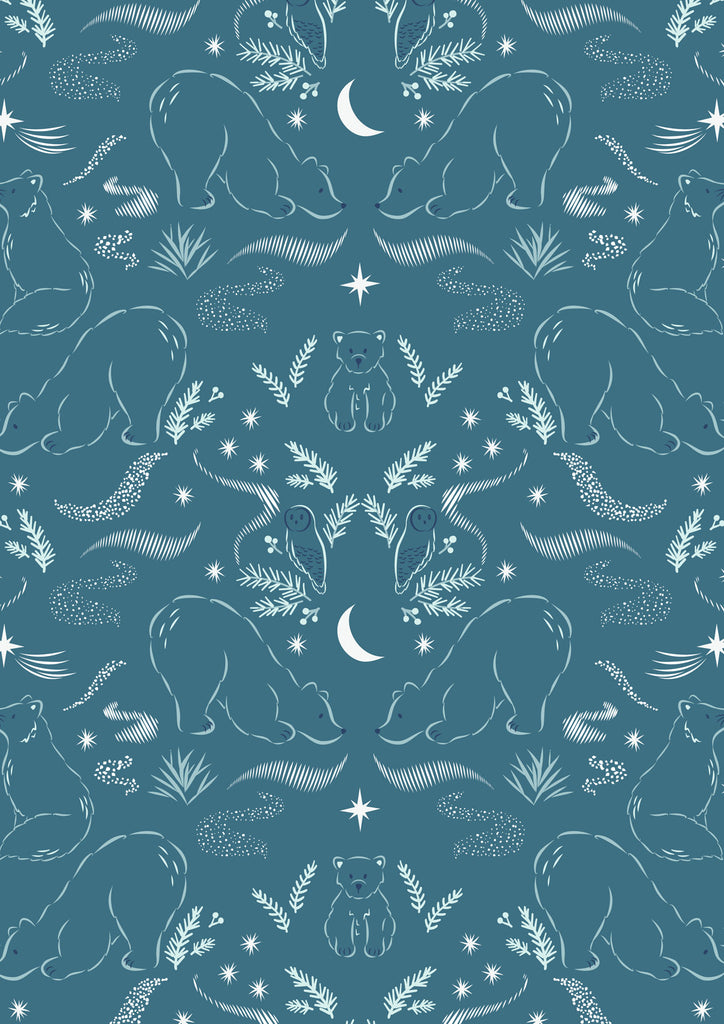 {New Arrival} Lewis & Irene Arctic Adventure Arctic Arctic Lights, Winter Nights on Teal Metallic Accents