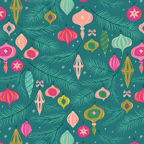 New Arrival} Art Gallery Fabrics Christmas in Colour Jingle all the Way Spruce