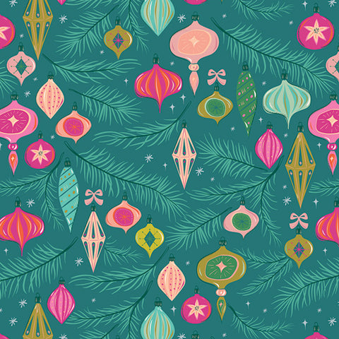 New Arrival} Art Gallery Fabrics Christmas in Colour Jingle all the Way Spruce