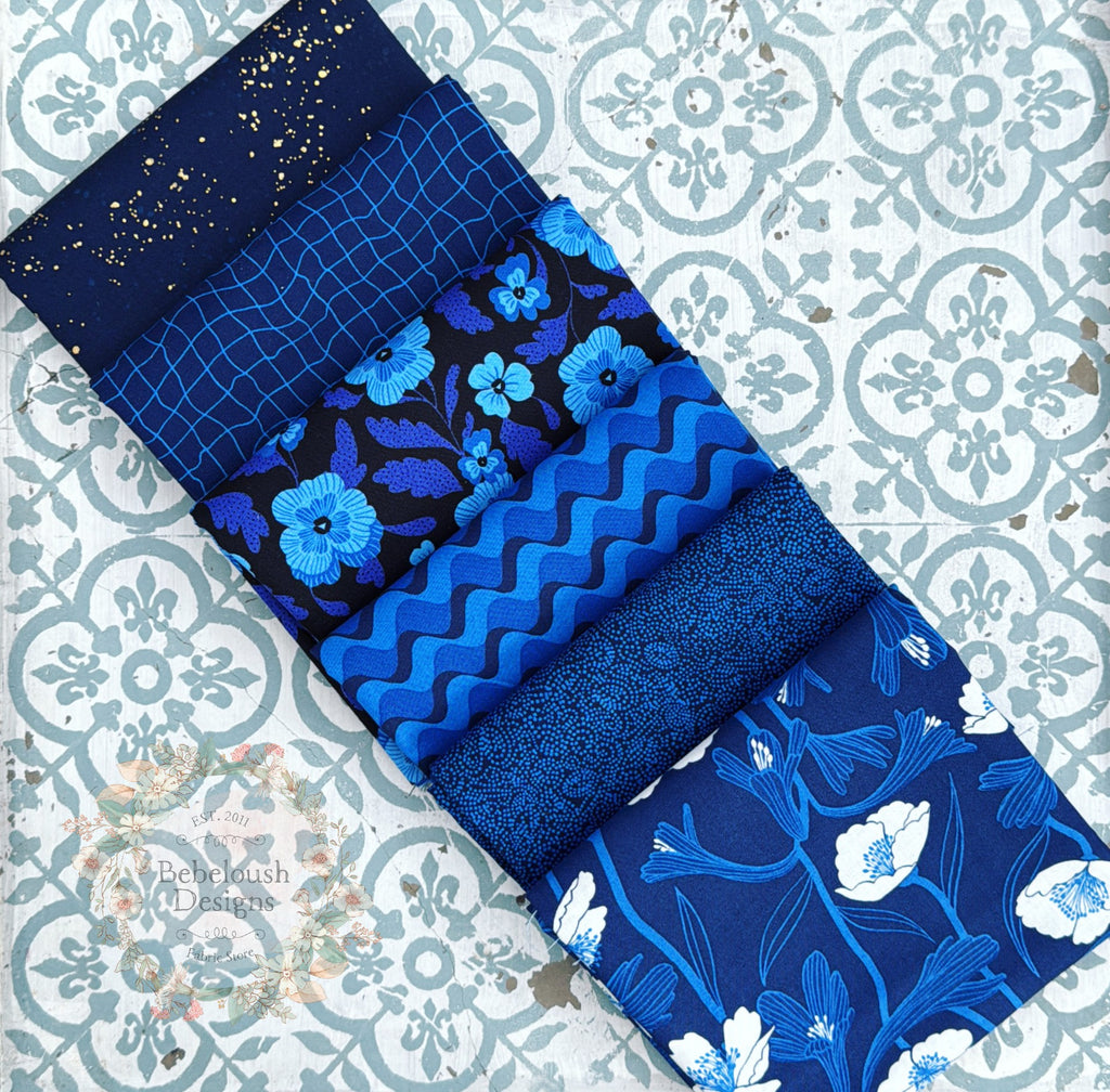 {New Arrival} Moda Ruby Star Society Sampler Curated Fat Quarter Bundle x 6 Blue Water Vol. 2