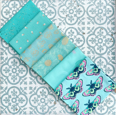 {New Arrival} Moda Ruby Star Society Sampler Curated Fat Quarter Bundle x 6 Aqua