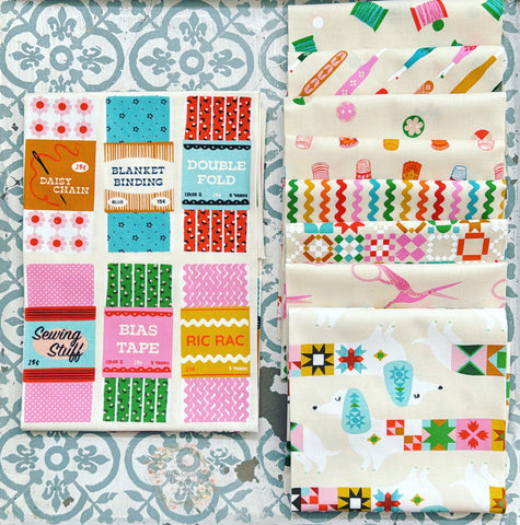 {New Arrival} Moda Ruby Star Society 1-800 Notion Fat Quarter Bundle x 9 Pieces Shell + 1 Panel