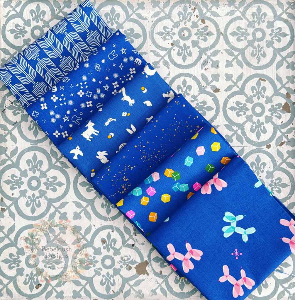 {New Arrival} Moda Ruby Star Society Sampler Curated Fat EIGHTH Bundle x 6 Balloon Animal Royal Blue