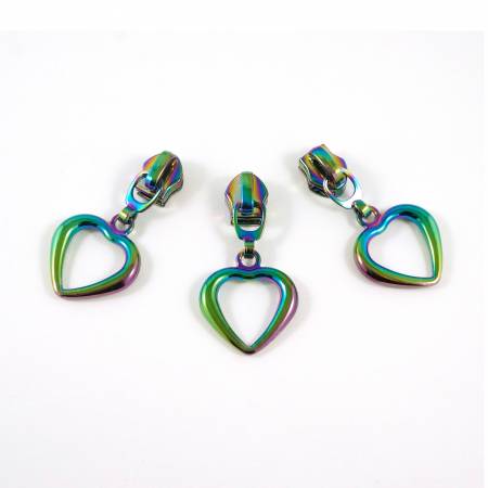 {New Arrival} Emmaline Bags Size # 5 Emmaline Slider Hollow Heart Dangle Rainbow 10 Pack