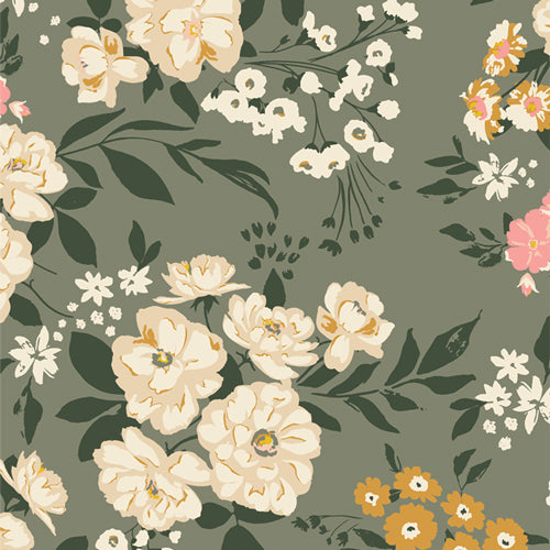 {New Arrival} Art Gallery Fabrics A Year in Petals FLANNEL Garden Sonnet Dim